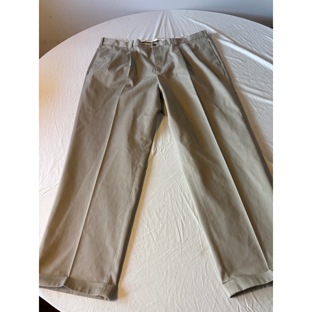 Brooks Brother advantage Elliot chino Pant Mens 44x32 Khaki Tan Pleated Chino